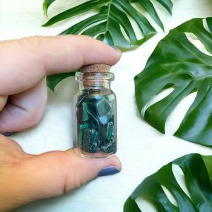 SOLD- Small Jar of irregular malachite chips